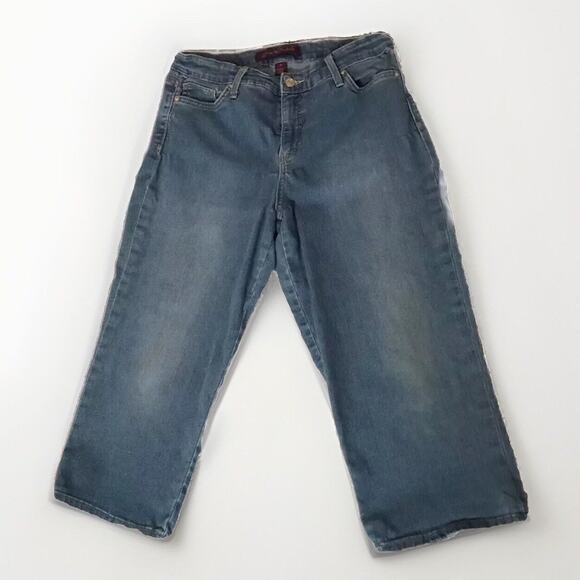 Gloria Vanderbilt Jeans Womens 10 Capri Rail Straight Stretch Faded Denim Blue - Picture 2 of 9